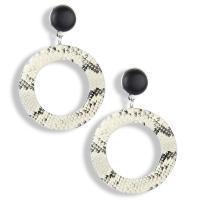 Zinc Alloy Drop Earrings Round silver color plated for woman & snakeskin pattern lead & cadmium free Sold By Pair