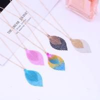 Zinc Alloy Sweater Chain Necklace Leaf plated Unisex & twist oval chain & hollow nickel lead & cadmium free Sold Per Approx 25.5 Inch Strand