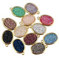 Brass Jewelry Pendants with Resin Flat Oval real gold plated Approx 1mm Sold By Lot