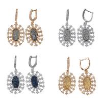 Brass Leverback Earring with Ice Quartz Agate plated micro pave cubic zirconia & for woman 44.5mm Sold By Pair