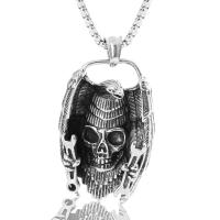 Titanium Steel Sweater Necklace Skull box chain & for man & blacken Sold Per Approx 23.5 Inch Strand