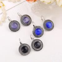 Cats Eye Earring Zinc Alloy with Cats Eye antique silver color plated for woman lead & cadmium free Sold By Pair