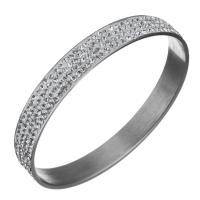 Stainless Steel Bangle with Rhinestone Clay Pave for woman original color 10mm Inner Approx 68mm Sold By PC