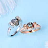Messing Miniatuur Projectie vinger ring, met Glas, plated, draaibare & verschillende grootte voor keus & voor vrouw & met strass, meer kleuren voor de keuze, nikkel, lood en cadmium vrij, Verkocht door PC