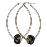 Stainless Steel Hoop Earring with Lampwork for woman original color  Sold By Pair