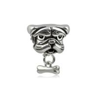 European Style Zinc Alloy Dangle Beads Dog silver color plated without troll & blacken nickel lead & cadmium free Approx 5mm Sold By Lot