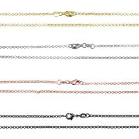 Sárgaréz nyaklánc lánc, galvanizált, egynemű & Rolo lánc, több színt a választás, 2mm, 30Strands/Strand, Naponta eladott Kb 27 inch Strand