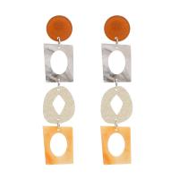 Zinc Alloy Drop Earrings with Resin Geometrical Pattern silver color plated hypo allergic & for woman nickel lead & cadmium free Sold By Pair