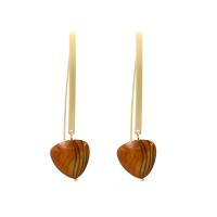 Zinc Alloy Drop Earrings with Resin Heart gold color plated for woman nickel lead & cadmium free Sold By Pair