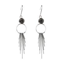 Zinc Alloy Drop Earrings with Rhinestone Clay Pave Bead for woman & blacken lead & cadmium free 76mm Sold By Pair