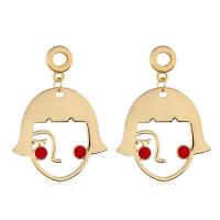 Zinc Alloy Drop Earrings Face gold color plated for woman lead & cadmium free Sold By Pair