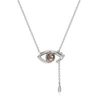 Brass Miniature Projection Necklace, with Glass, Eye, plated, oval chain & for woman & with rhinestone, more colors for choice, nickel, lead & cadmium free, 9.30x19.10x6.60mm, Sold Per Approx 17.5 Inch Strand