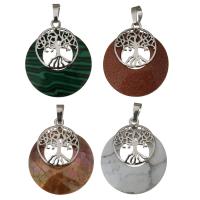 Bijoux pendentifs en laiton, avec pierre gemme, Placage de couleur platine, différents matériaux pour le choix, 28x33x6.50mm, Vendu par PC