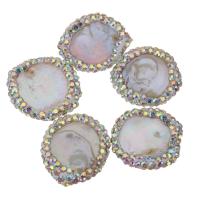 Freshwater Pearl Beads with Rhinestone Clay Pave Nuggets random style 17-18x19-21x4-7mm Approx 2.2mm Sold By Lot