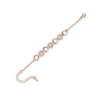 Zinc Alloy Bracelet with Cats Eye with 5.5cm extender chain rose gold color plated twist oval chain & for woman & with rhinestone nickel lead & cadmium free 10mm Sold Per Approx 5.7 Inch Strand