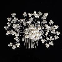 Bridal Decorative Hair Comb Zinc Alloy with Plastic Pearl plated for bridal Sold By PC