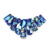 Lapis Lazuli Graduated Pendant Beads, with Impression Jasper, 9-10x16-34x5.5mm, Sold By Set