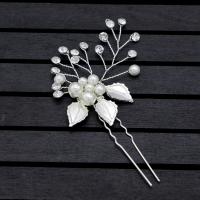 Bridal Hair Pins Zinc Alloy with Plastic Pearl plated for bridal & with rhinestone nickel lead & cadmium free Sold By PC
