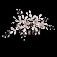 Wedding Jewelry Sets Zinc Alloy hair comb & hair stick rose gold color plated for bridal & with rhinestone nickel lead & cadmium free  Sold By PC