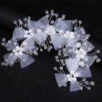 Bridal Hair Flowers Gauze with Crystal & Zinc Alloy silver color plated nickel lead & cadmium free Sold By PC