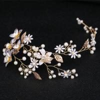 Bridal Hair Flowers Zinc Alloy gold color plated with rhinestone nickel lead & cadmium free Sold By PC