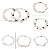 Freshwater Cultured Pearl Bracelet Freshwater Pearl with Glass Seed Beads & Quartz & Brass silver color plated & for woman & faceted Sold Per Approx 7.5 Inch Strand