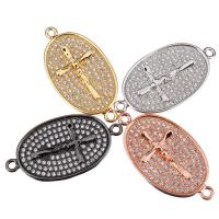 Brass Jewelry Connector Cross plated micro pave cubic zirconia & 1/1 loop nickel lead & cadmium free Approx 1mm Sold By Lot