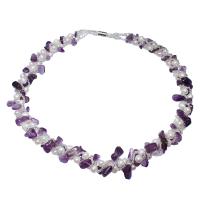 Natural Freshwater Pearl Necklace with Glass Seed Beads & Amethyst brass magnetic clasp Potato February Birthstone & for woman purple - Sold Per Approx 16.5 Inch Strand