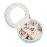 Multifunctionele sieraden box, PU, Draagbare & Duurzame & Mini & met spiegel, 124x107x50mm, Verkocht door PC