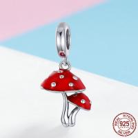 Thailand Sterling Silver Pendants mushroom without troll & enamel red Approx 4.5-5mm Sold By PC