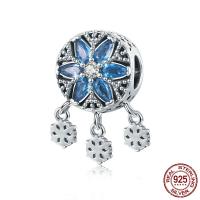 Thailand Sterling Silver Beads Snowflake micro pave cubic zirconia & without troll Approx 4.5-5mm Sold By PC
