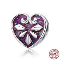 Thailand Sterling Silver European Bead, Heart, without troll & enamel, 10x10mm, Hole:Approx 4.5-5mm, Sold By PC