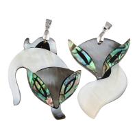 Black Shell Pendant with Abalone Shell Paper & White Shell & Brass Fox platinum color plated Approx Sold By Bag