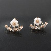 Zinc Alloy Stud Earring Flower plated for woman & with rhinestone nickel lead & cadmium free 175mm Sold By Pair