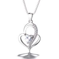 Cubic Zirconia Micro Pave 925 Sterling Silver Pendant Brass Heart silver color plated micro pave cubic zirconia & for woman nickel lead & cadmium free Sold By PC