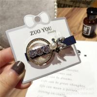 Alligator Hair Clip Zinc Alloy gold color plated for woman & with rhinestone nickel lead & cadmium free 65mm Sold By PC