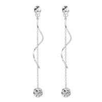 Brass Split Earring Tassel silver color plated for woman & with rhinestone nickel lead & cadmium free 12mm Sold By Pair
