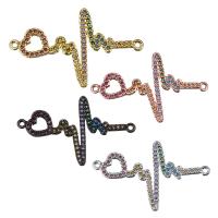 Brass Jewelry Connector Electrocardiographic plated micro pave cubic zirconia & 1/1 loop nickel lead & cadmium free Approx 1.5mm Sold By Lot