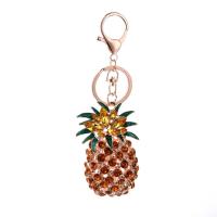 Zinc Alloy Key Chain Pineapple rose gold color plated Unisex & with rhinestone nickel lead & cadmium free 110mm Sold By PC