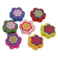 Wood Beads Flower stoving varnish Random Color 20mm Approx 2mm Sold By Bag