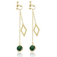 Zinc Alloy Drop Earrings with Malachite gold color plated & for woman nickel lead & cadmium free Sold By Pair