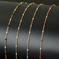 Rustfrit stål Oval Chain, Stainless Steel, med plast spole, guldfarve belagt, oval kæde, flere farver til valg, 4.5x2mm,2mm, Ca. 10m/Spool, Solgt af Spool