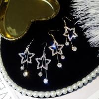 Zinc Alloy Drop Earrings Star plated for woman & with rhinestone lead & cadmium free Sold By Pair