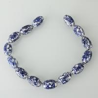 PorseleinJuwelen Beads, Porselein, 25x15x15mm, Gat:Ca 2.5mm, Ca 14pC's/Strand, Per verkocht Ca 14 inch Strand