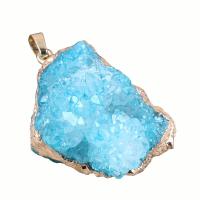 Natural Agate Druzy Pendant Ice Quartz Agate plated & for woman 30-40mm Sold By PC