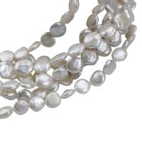 Coin odlad sötvattenspärla pärlor, Freshwater Pearl, naturlig, vit, 10mm, Hål:Ca 0.8mm, Såld Per Ca 15 inch Strand