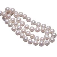 Přírodní Sladkovodní Pearl náhrdelník, mosaz Karabinky, Brambor, bílý, 7-8mm, Délka Cca 17.5 inch, 5přediva/Bag, Prodáno By Bag