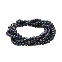 Freshwater Cultured Pearl Bracelet Freshwater Pearl brass box clasp Potato  black 4-4.5mm Sold Per Approx 7 Inch Strand