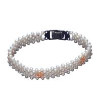 Freshwater Cultured Pearl Bracelet Freshwater Pearl brass foldover clasp Potato natural two tone 3-4mm Sold Per Approx 7 Inch Strand