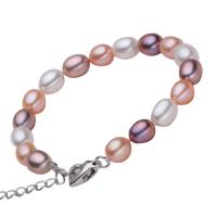 Freshwater Cultured Pearl Bracelet Freshwater Pearl brass lobster clasp with 4.5cm extender chain Rice natural multi-colored 7-8mm Sold Per Approx 6.5 Inch Strand